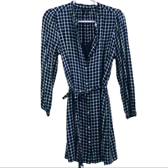 Lucky Brand Blue Plaid Belted Button Down Dress S/P - Picture 2 of 9